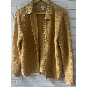 VINTAGE 90'S/Y2K RAFAEL WOMEN'S YELLOW CRINKLED JACKET‎ SIZE XL